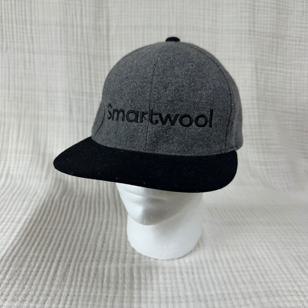 Smartwool outdoor wear Gray/Black Wool Spellout flat bill leather Strapback cap